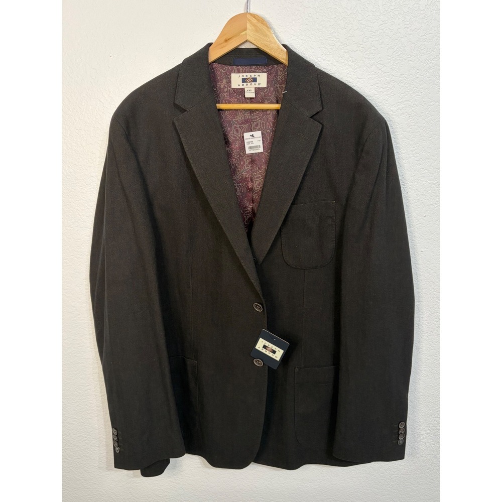 Joseph Abboud Men XXL Blazer Sport Coat Herringbone Brown Paisley Lining New
